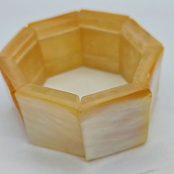 Vintage Laminated Celluloid Layered Link Stretch Bracelet - Picture 11 of 12